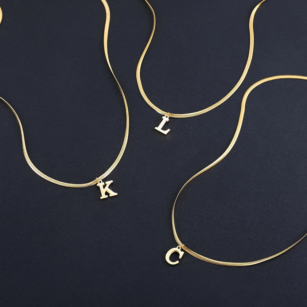 Pendentif alphabet plaqué or inoxydable