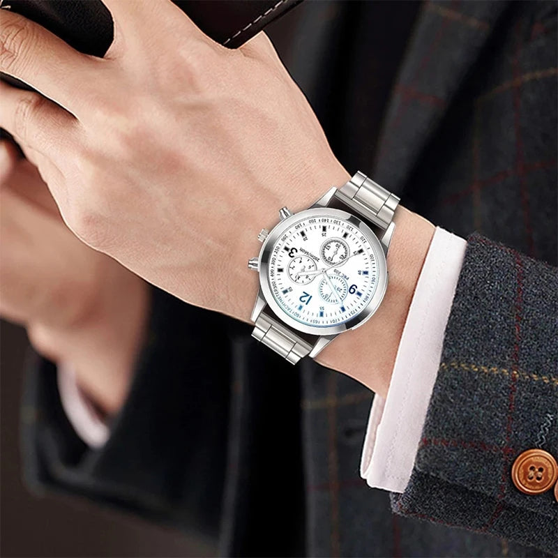 1/2 pièces montres d'affaires pour hommes montre à Quartz avec Bracelet en acier ( coffret non inclus ) MAEJORKEN