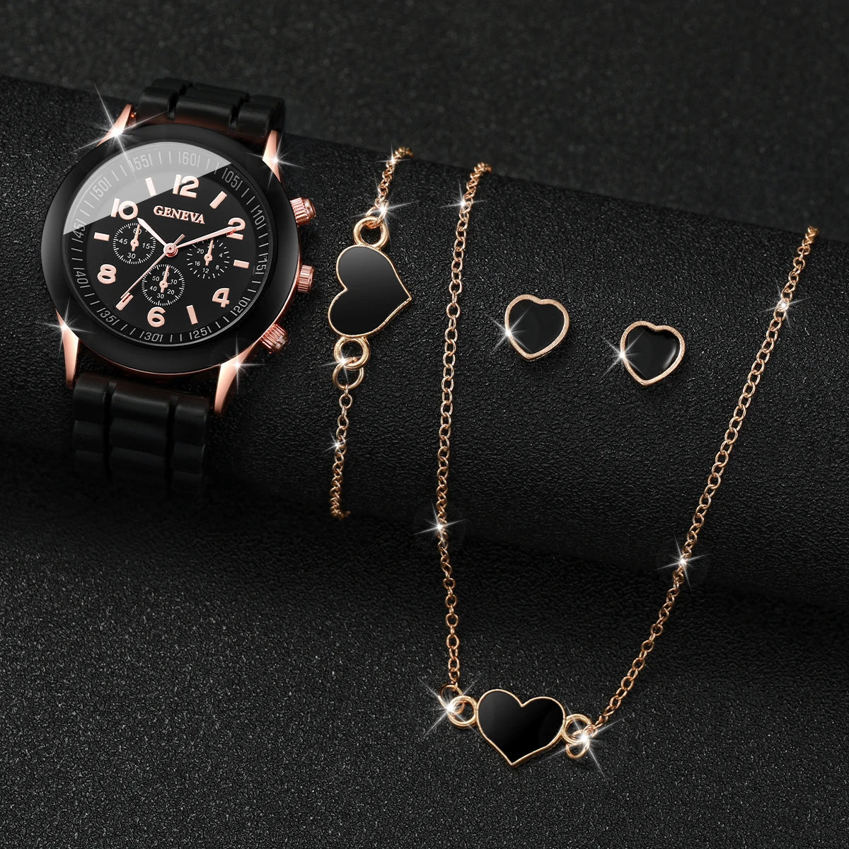 Ensemble de montres à quartz avec bracelet en silicone pour femme, horloge à la mode, cadeau pour fille, sans boîte, 5 pièces, 6 pièces MAEJORKEN