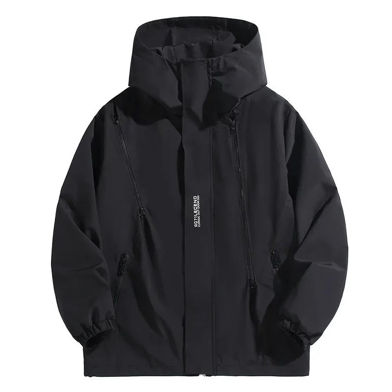 Blouson à capuche pour homme avec fermeture éclair, coupe-vent de pêche, coupe-vent imperméable, grande taille, 12XL