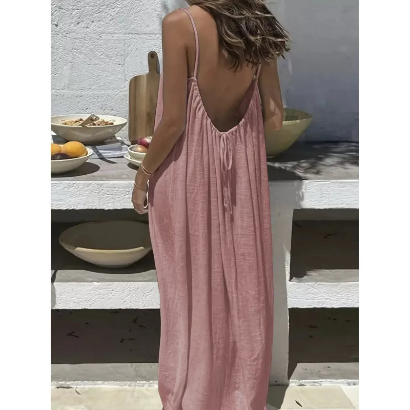 Nouvelle arrivée : Robe longue décontractée sans bretelles ni dos pour femme, confortable pour la maison et la nuit MAEJORKEN