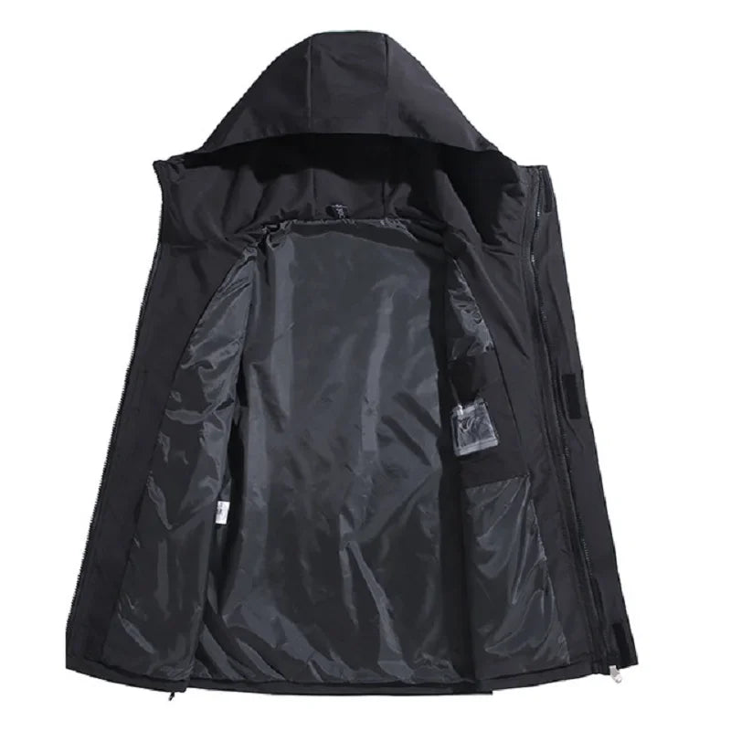 Blouson à capuche pour homme avec fermeture éclair, coupe-vent de pêche, coupe-vent imperméable, grande taille, 12XL