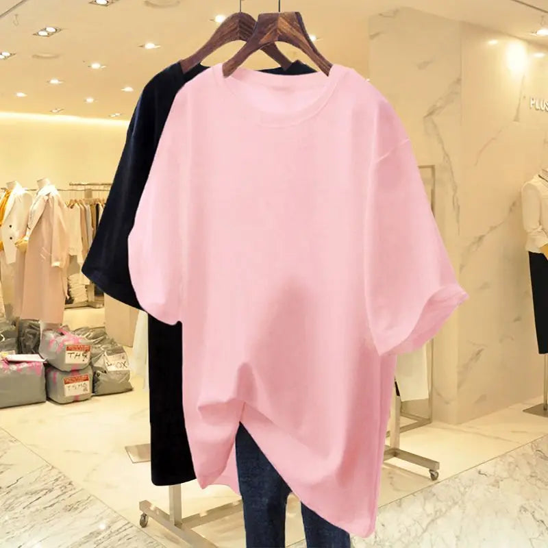 T-shirt à Manches Courtes et Col Rond pour Femme