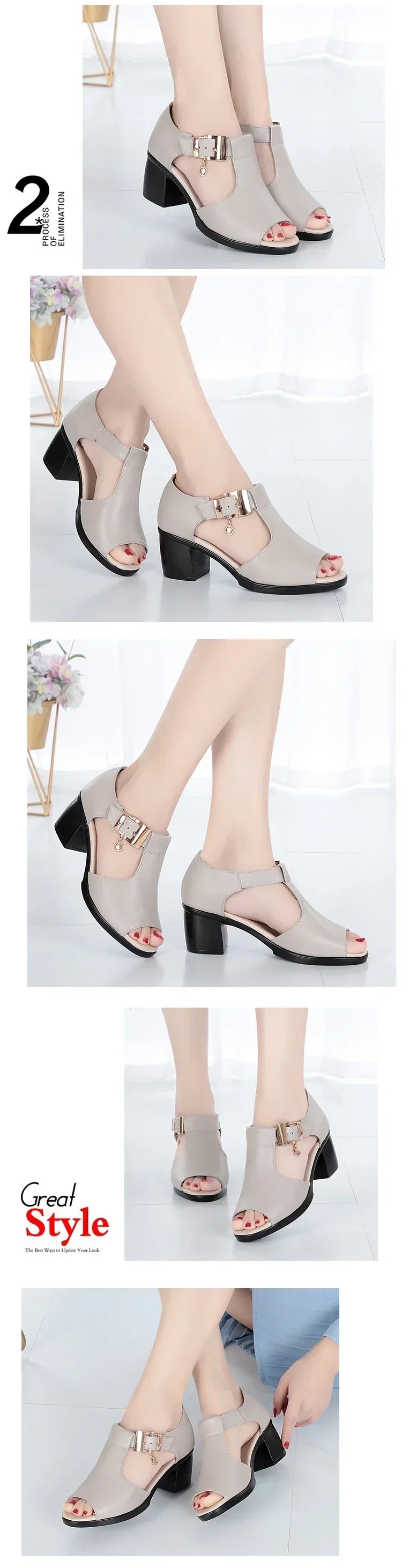 Chaussures à talons avec boucle décorative en métal du 35 au 41
