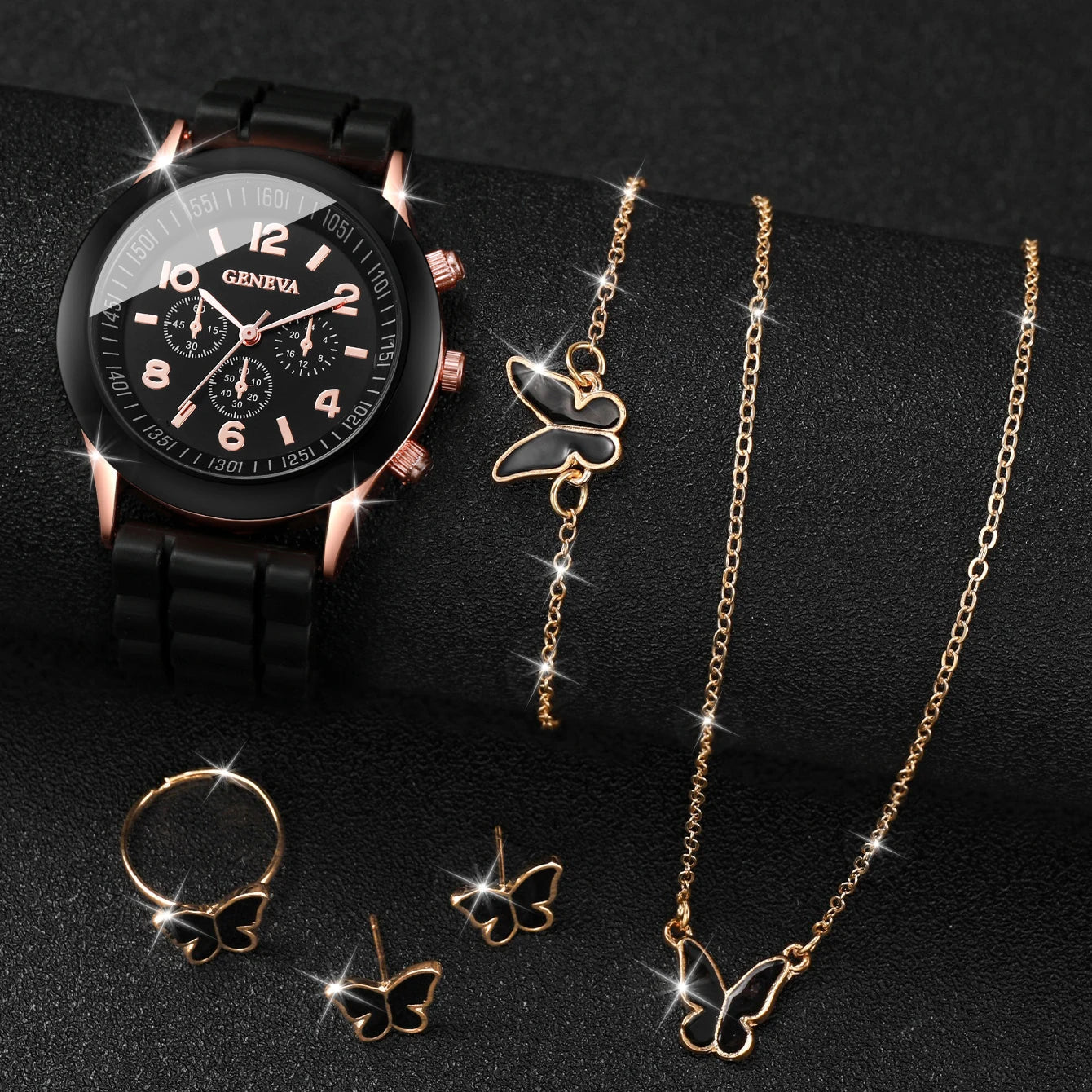 Ensemble de montres à quartz avec bracelet en silicone pour femme, horloge à la mode, cadeau pour fille, sans boîte, 5 pièces, 6 pièces MAEJORKEN