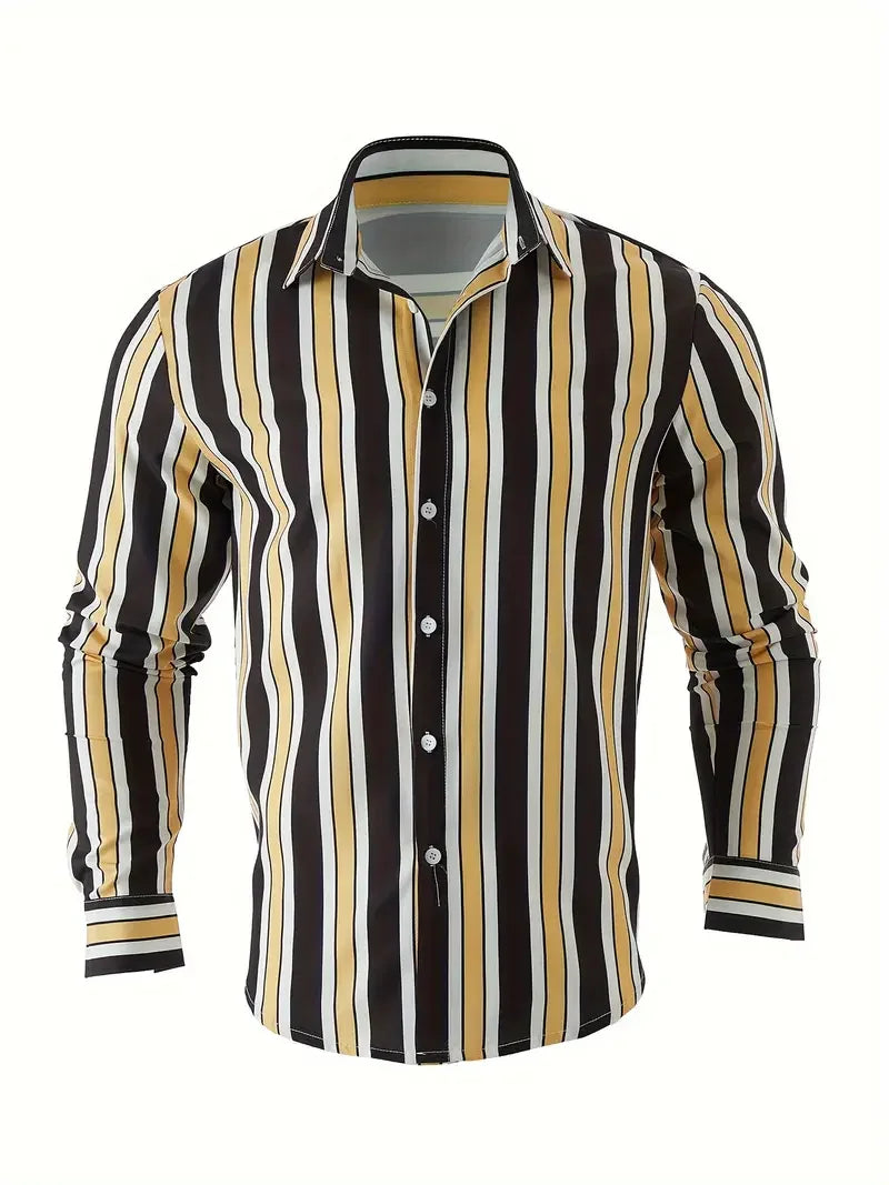Chemise rayée boutonnée à manches longues du XS au 6XL