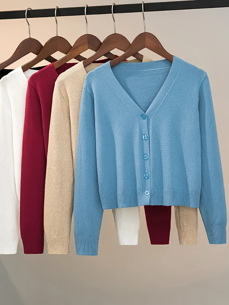 Pull tricoté Cardigan bouton veste col en v à manches longues MAEJORKEN