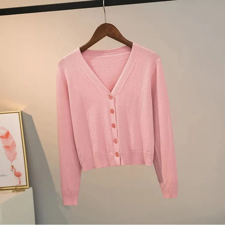 Pull tricoté Cardigan bouton veste col en v à manches longues MAEJORKEN