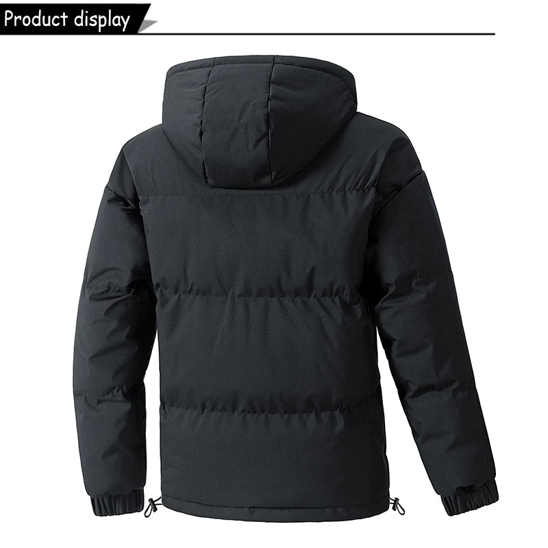 Parka à capuche coupe-vent pour hommes avec fermeture éclair grandes tailles MAEJORKEN