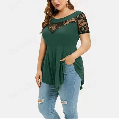 T-shirt à manches courtes en dentelle