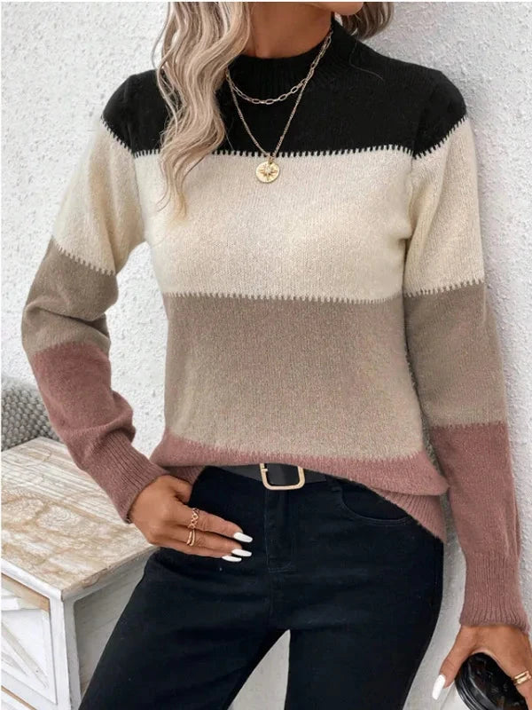 Pull tricoté à rayures amples et décontracté pour femme, pull à la mode, nouvelle collection hiver 2024 MAEJORKEN