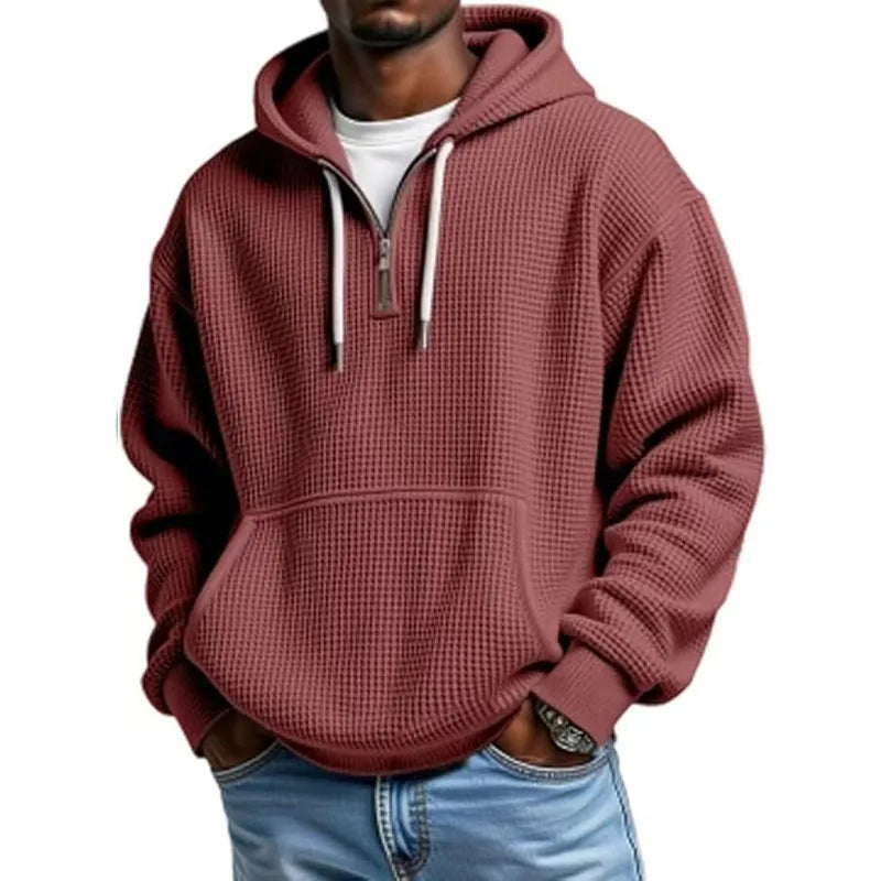 2025 printemps automne nouveaux hommes gaufre à capuche haut rue vacances manches longues sweat-shirt décontracté mode sortie quotidien homme à capuche MAEJORKEN