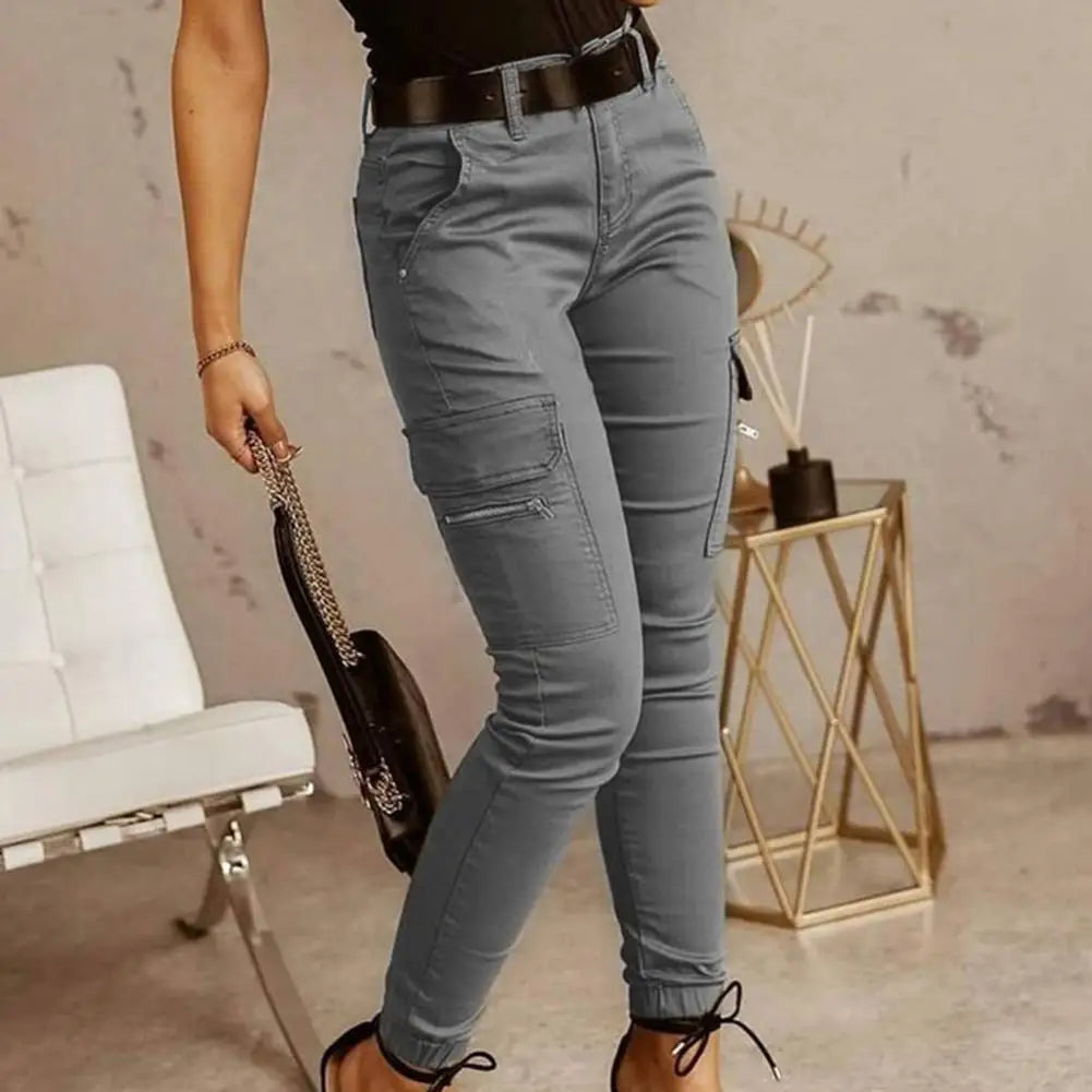 Pantalon Cargo, taille basse, couleur unie, noué à la cheville, Slim MAEJORKEN
