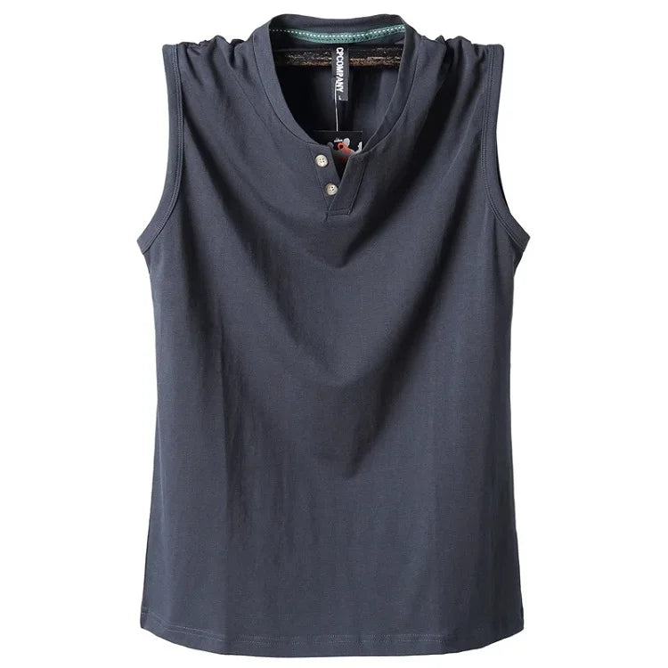 Débardeur classique sans manches en coton pur , couleur unie, col en V, du L au 6XL