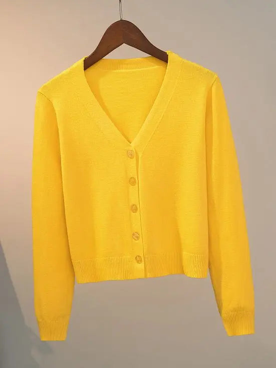 Pull tricoté Cardigan bouton veste col en v à manches longues MAEJORKEN