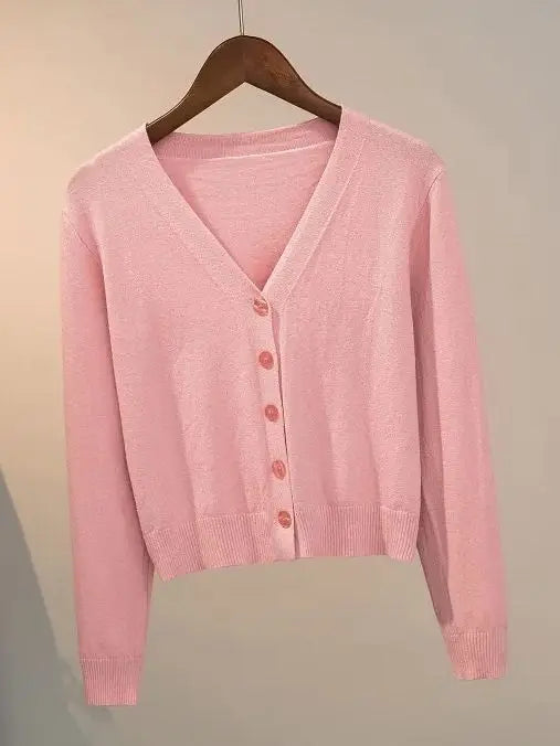 Pull tricoté Cardigan bouton veste col en v à manches longues MAEJORKEN