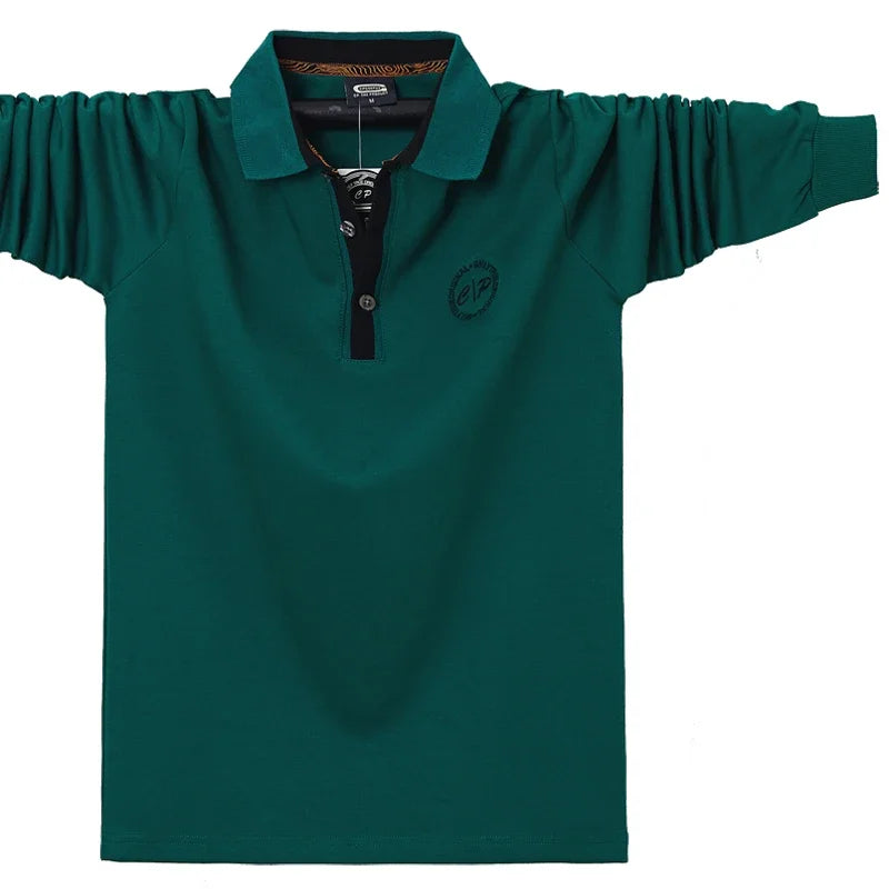 Polo en coton brodé manches longues du M-6XL MAEJORKEN