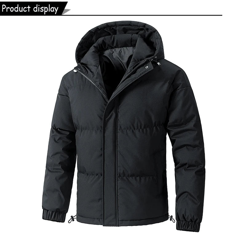 Parka à capuche coupe-vent pour hommes avec fermeture éclair grandes tailles MAEJORKEN