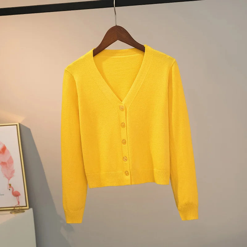Pull tricoté Cardigan bouton veste col en v à manches longues MAEJORKEN