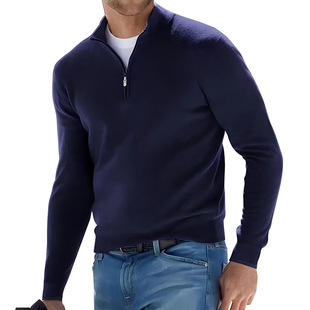 Sweat-shirt chaud couleur unie en V MAEJORKEN
