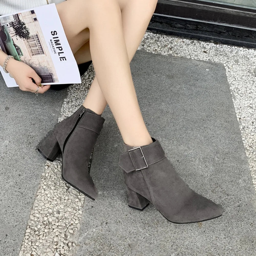 Bottines boucle décontracté talons haut du 35 au 43