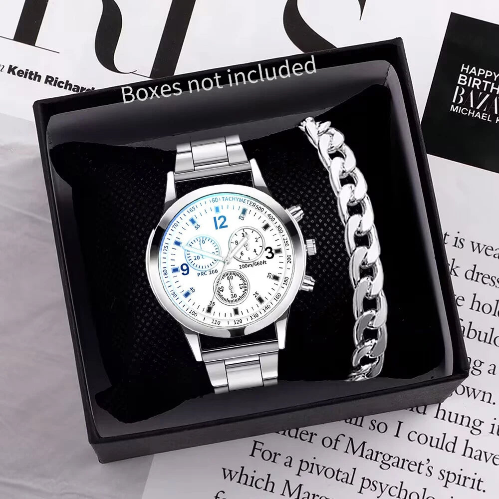 1/2 pièces montres d'affaires pour hommes montre à Quartz avec Bracelet en acier ( coffret non inclus ) MAEJORKEN