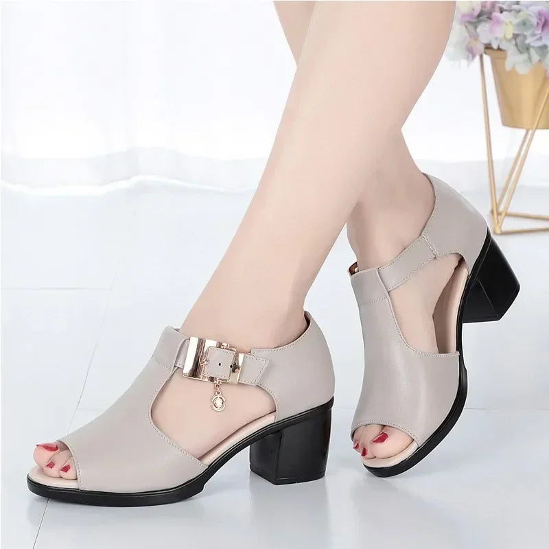 Chaussures à talons avec boucle décorative en métal du 35 au 41