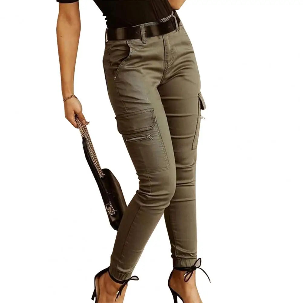 Pantalon Cargo, taille basse, couleur unie, noué à la cheville, Slim MAEJORKEN