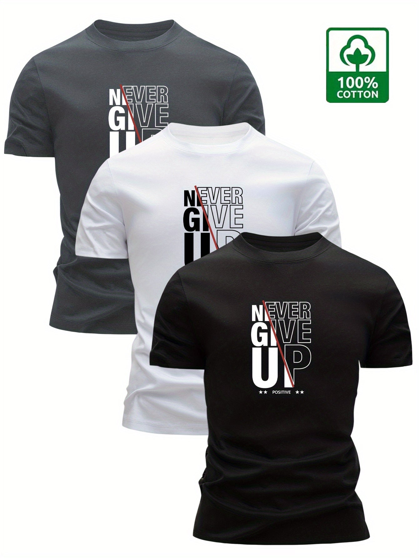 Lot de 3 t-shirts 100% coton du XS au 3XL