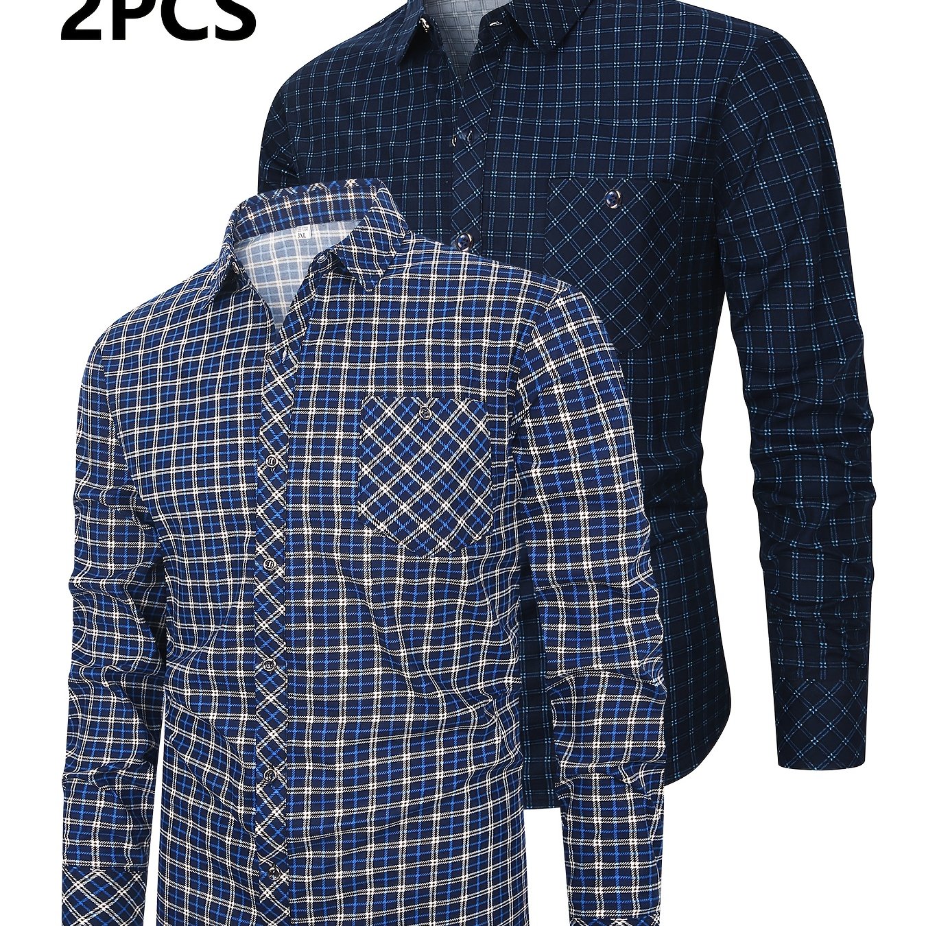 Lot 2pcs chemise décontractée à manches longues grande taille du 3XL au 7 XL MAEJORKEN