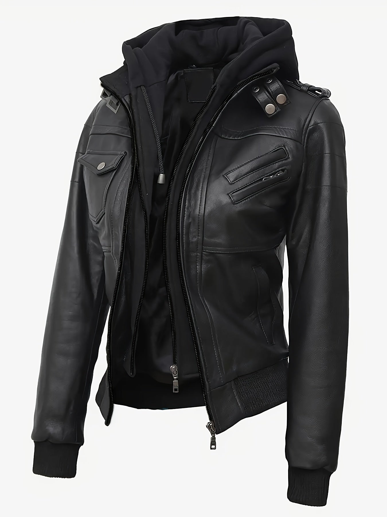 Blouson en cuir zippé élégant pour femmes du S au 2XL MAEJORKEN