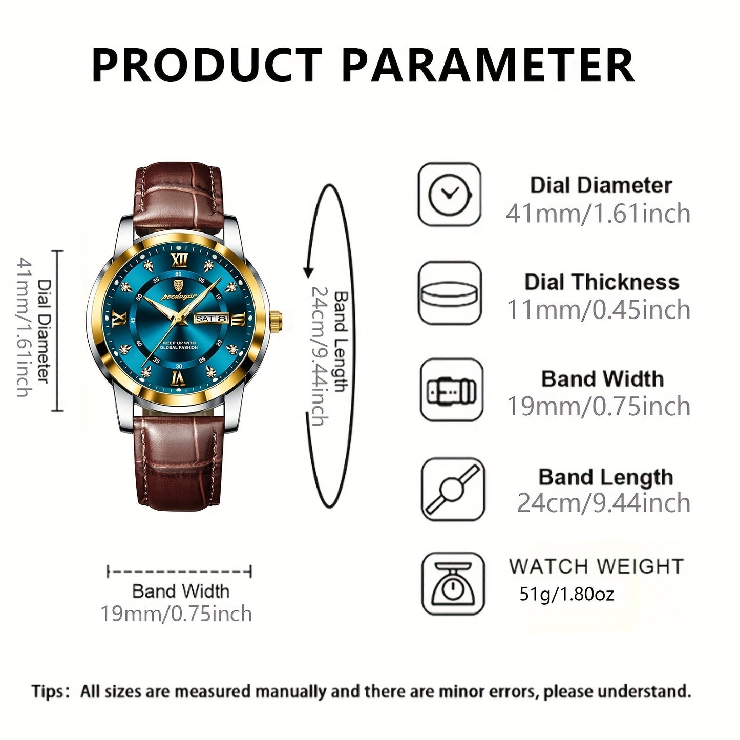 Montre à quartz élégante en simili cuir ( coffret non inclus ) MAEJORKEN