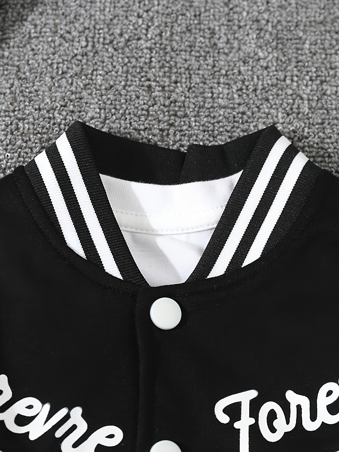 Veste de baseball garçons noir et blanc boutonnage devant du 4 au 13 ans
