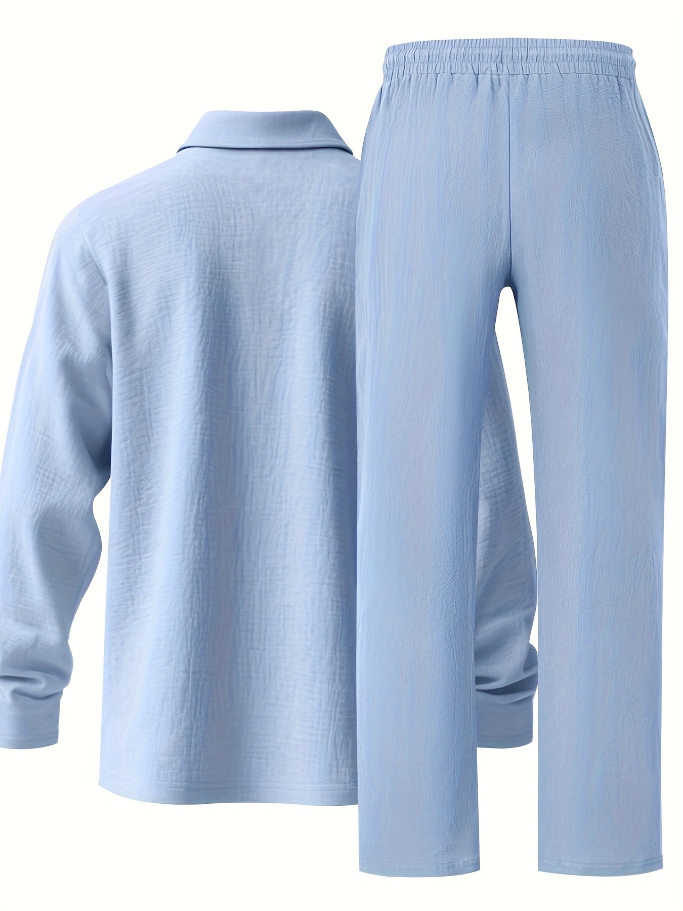 Ensemble pantalon large et polo à manches longues en lin du S au 3XL MAEJORKEN