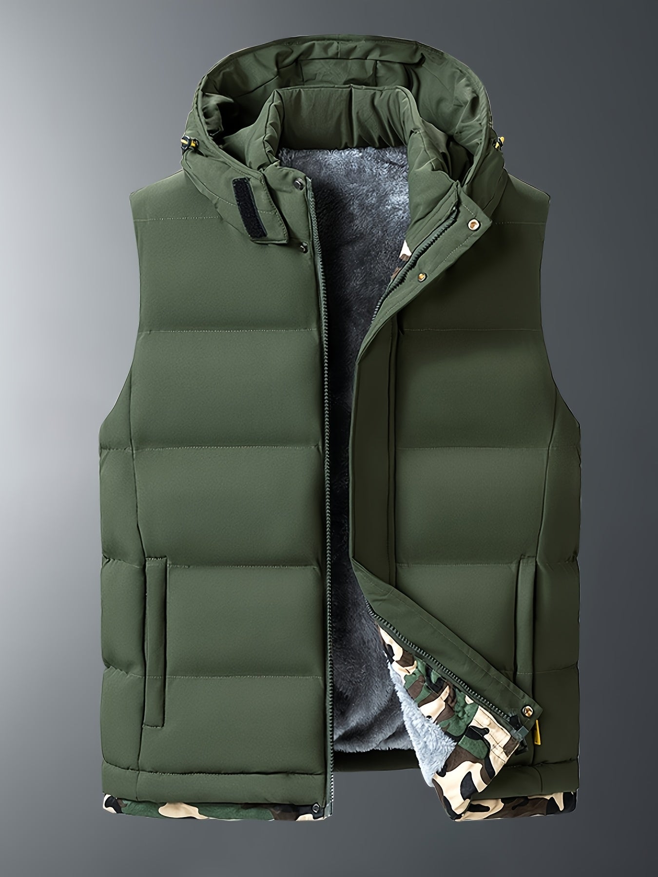 Gilet sans manches à capuche doublé polaire grande taille du 4XL au 7XL MAEJORKEN