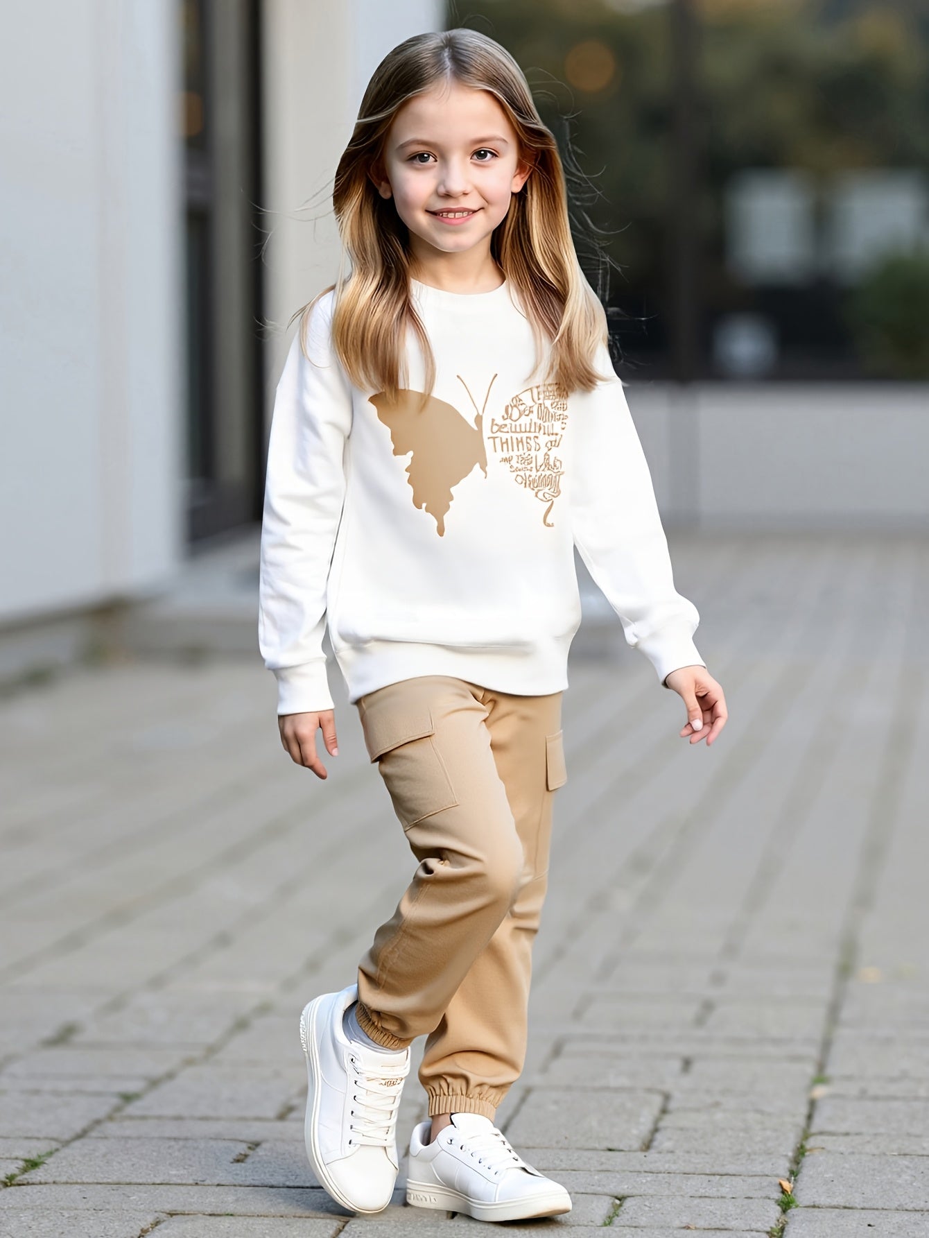 Ensemble pantalon cargo et haut à manches longues pour filles du 4 au 12 ans MAEJORKEN