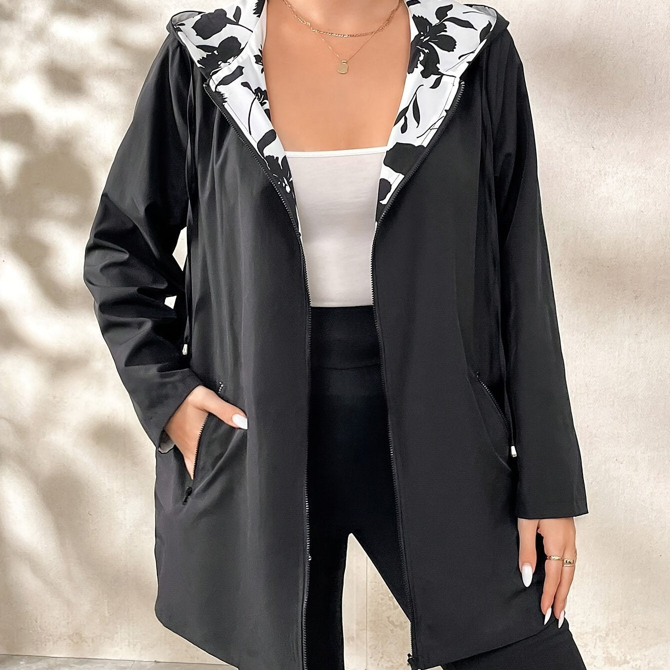 Manteau réversible à fermeture éclair grande taille du 0XL au 5XL