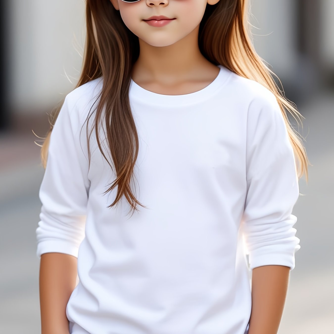 T-shirt blanc à manche longues pour filles du 5 au 14 ans MAEJORKEN