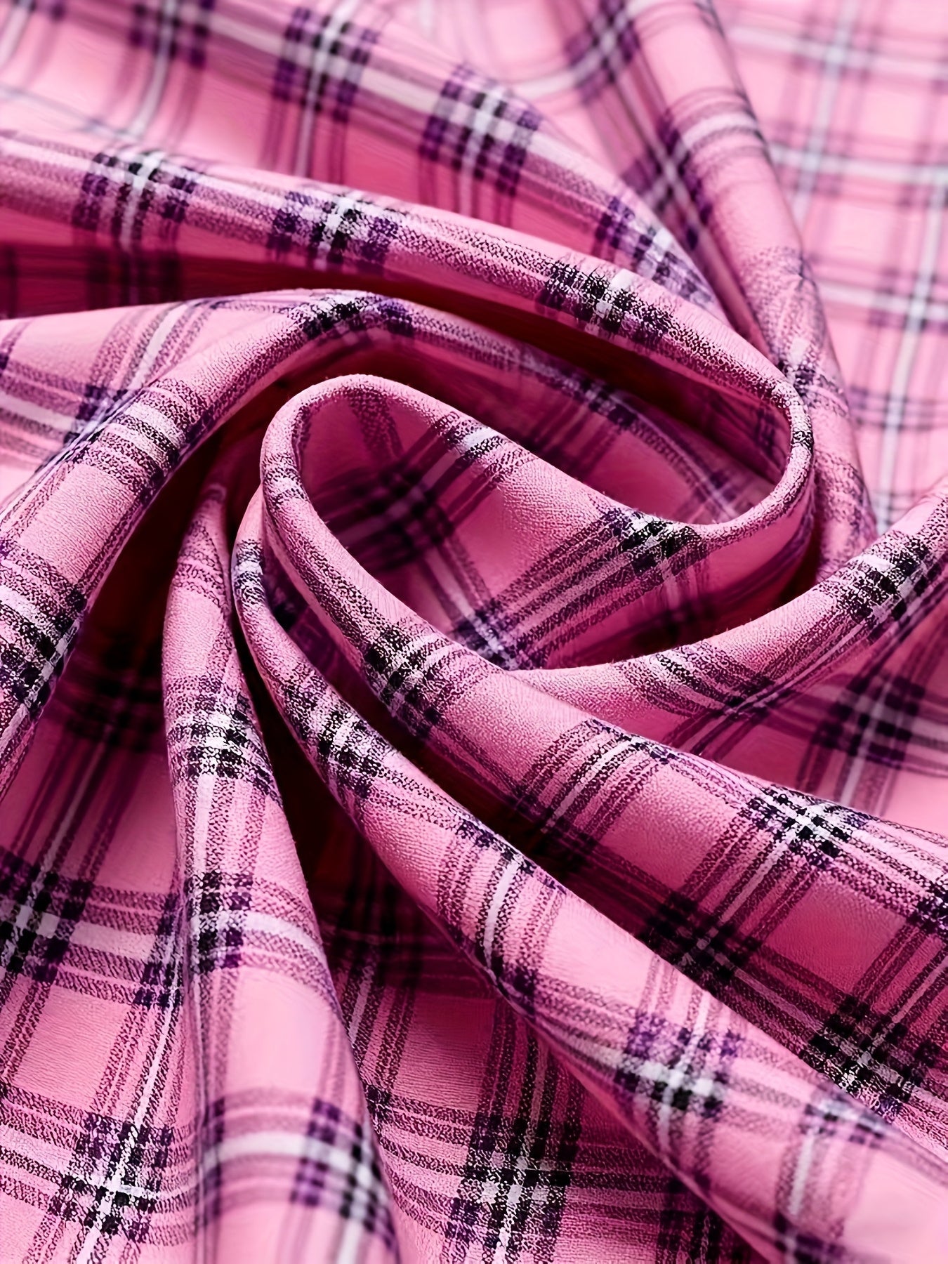 Men'S Pink & Plaid Checkered Long Sleeve Shirt - 3D Digital Print, Button-Up Collar, Single-Breasted, Regular Fit Casual & Formal Wear for Fall/Winter, Perfect For Parties & Casual Outings, Party Attire, Classic Collar, Styli MAEJORKEN