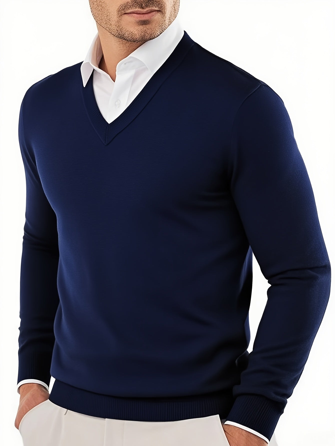 Pull en tricot à col en V du XS au 2XL