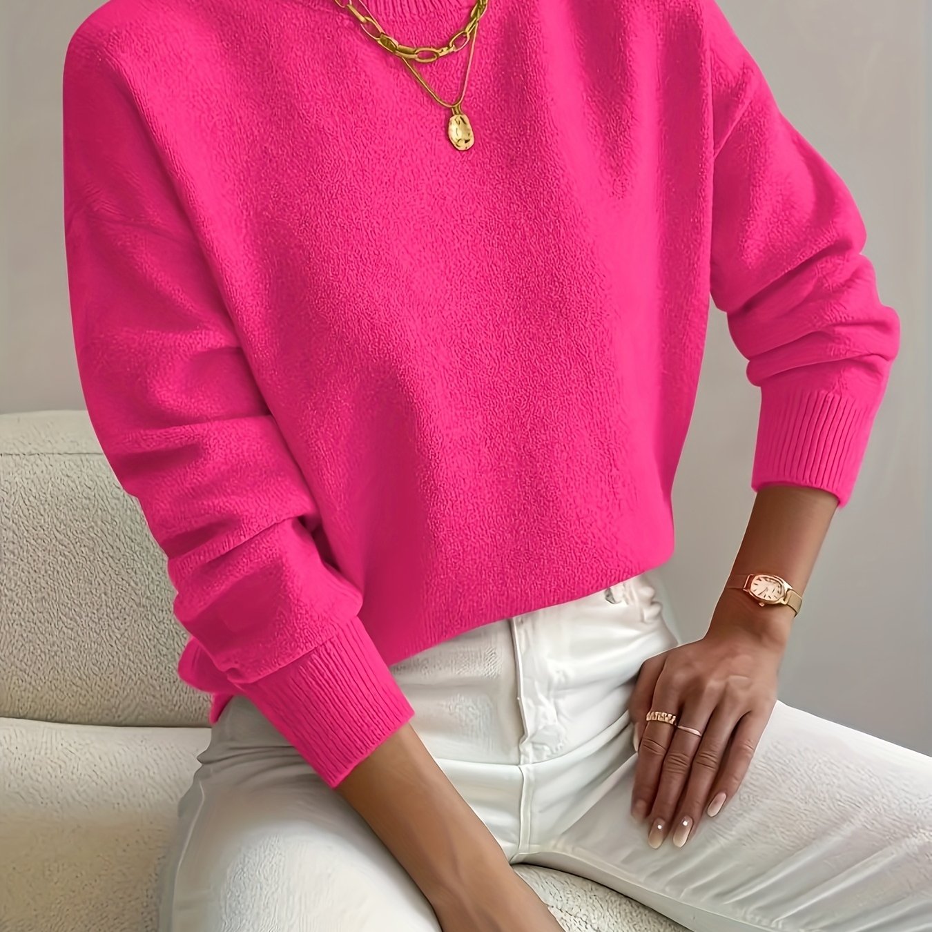 Pull en tricot à col montant grande taille du XL au 5XL MAEJORKEN