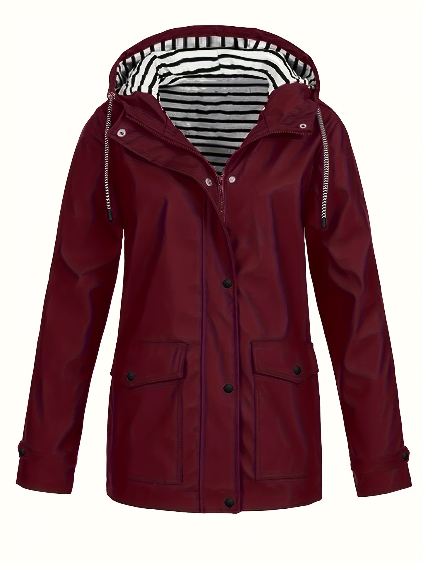 Veste longue à capuche rayée coupe vent femmes du 0XL au 5XL