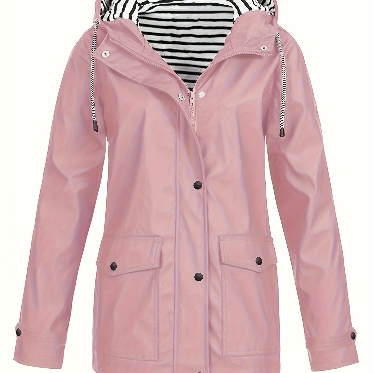 Veste longue à capuche rayée coupe vent femmes du 0XL au 5XL