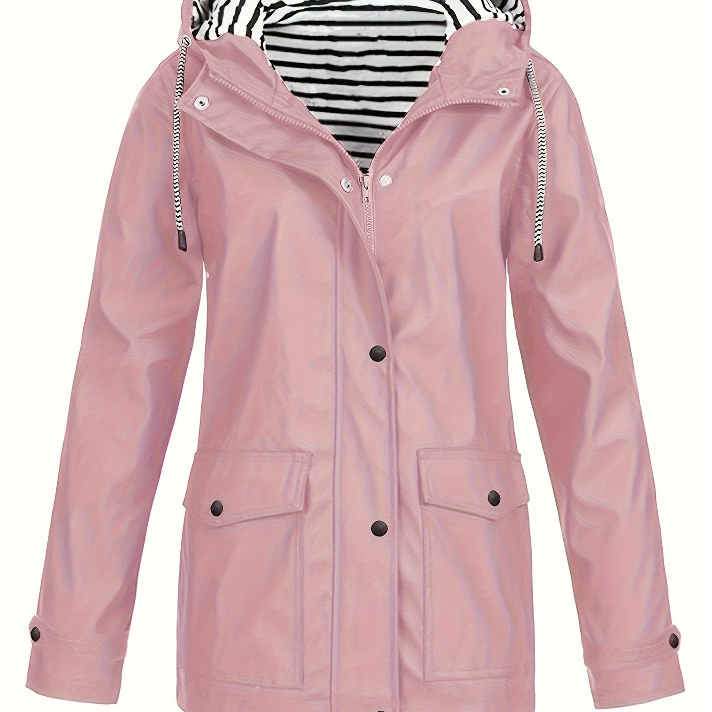 Veste longue à capuche rayée coupe vent femmes du 0XL au 5XL MAEJORKEN