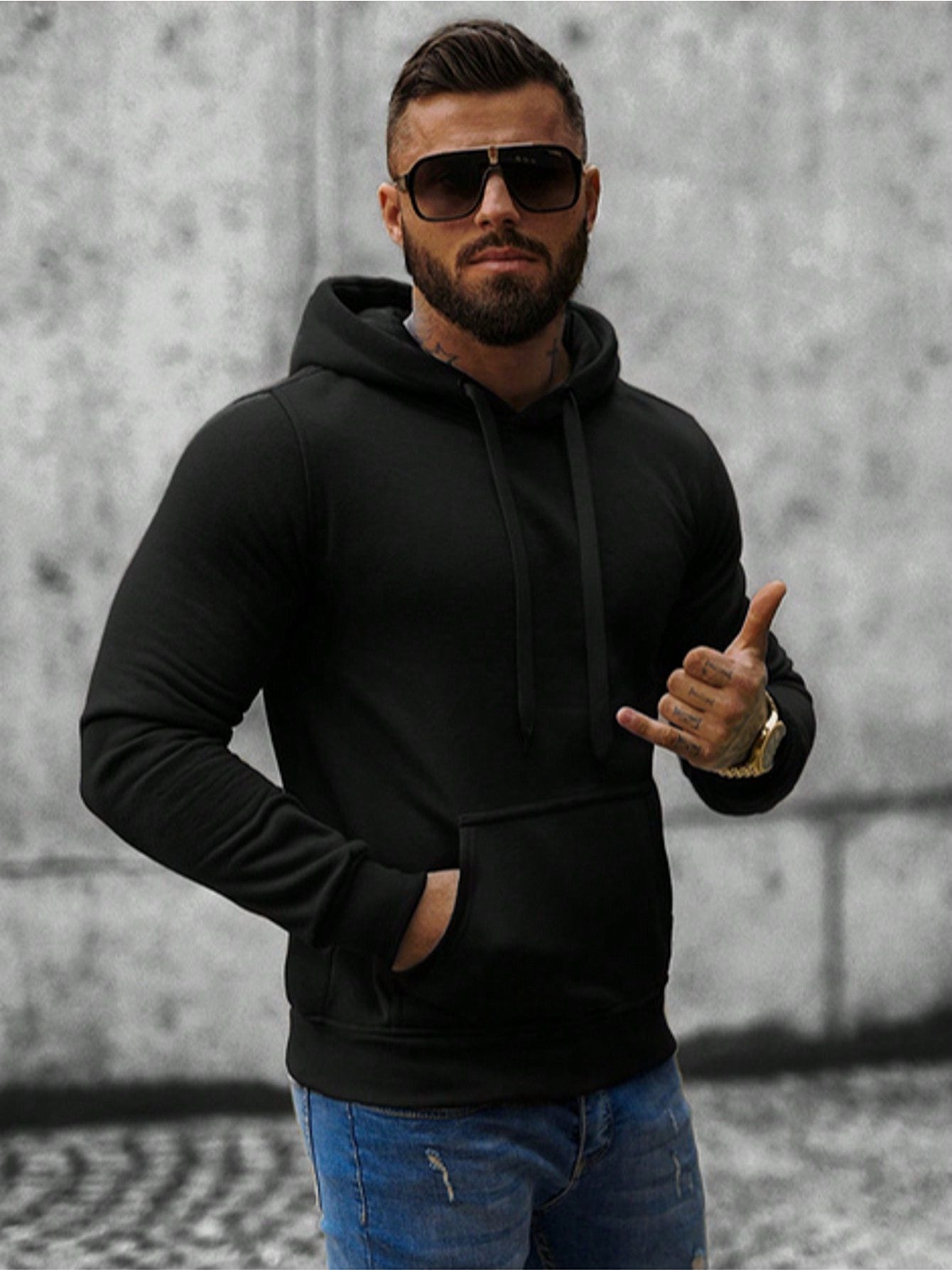 Sweat-shirt à capuche en coton et polyester hommes du M au 2XL MAEJORKEN
