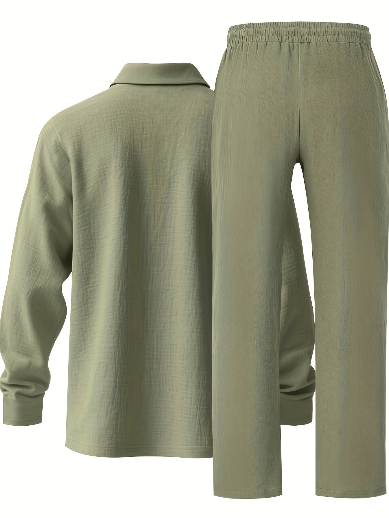 Ensemble pantalon large et polo à manches longues en lin du S au 3XL MAEJORKEN