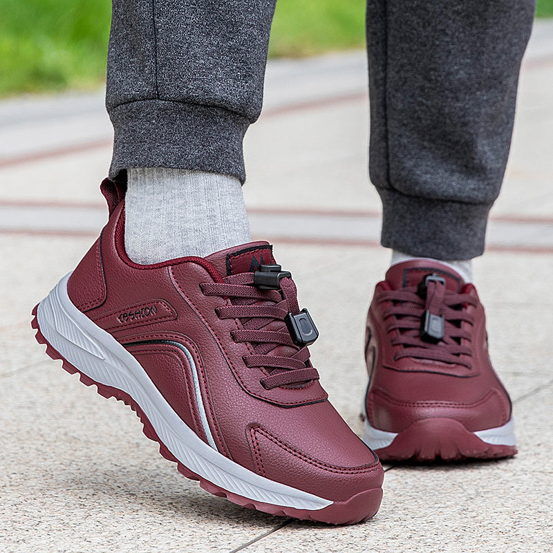 Women'S Non-Slip Walking Shoes - Slip-Resistant Rubber Sole, Cushioned TPR Outsole, Lace-Up Closure - All-Season Elderly Shoes for Seniors, Everyday & Formal Events - PU Synthetic Cover Upper - Non-Slip Grip for Stability & S MAEJORKEN