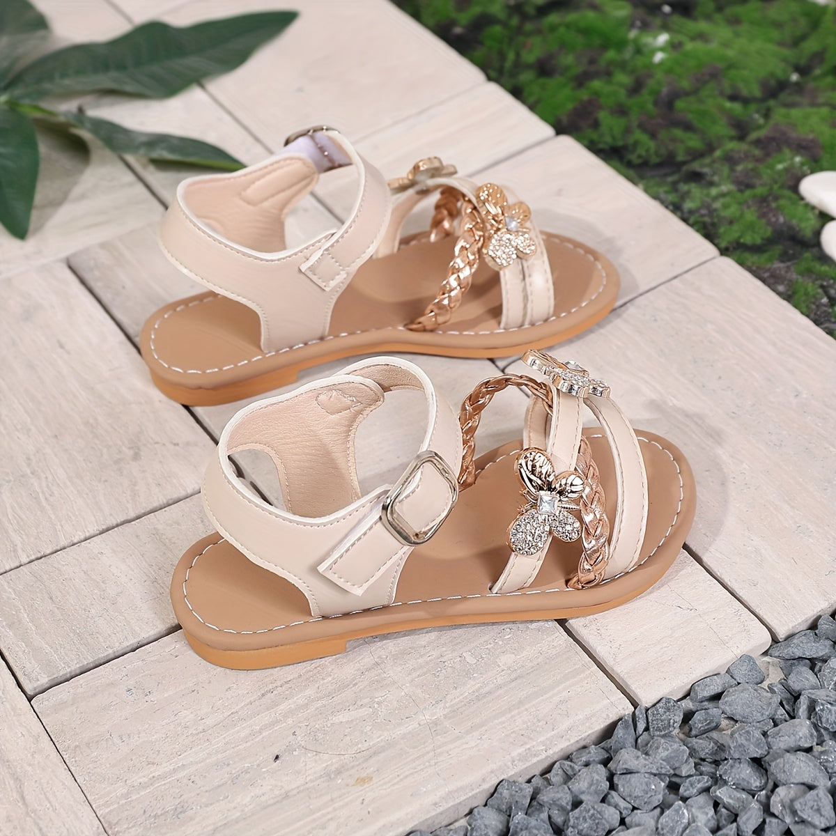 Sandales en strass papillon étincelant pour filles du 26 au 35,5