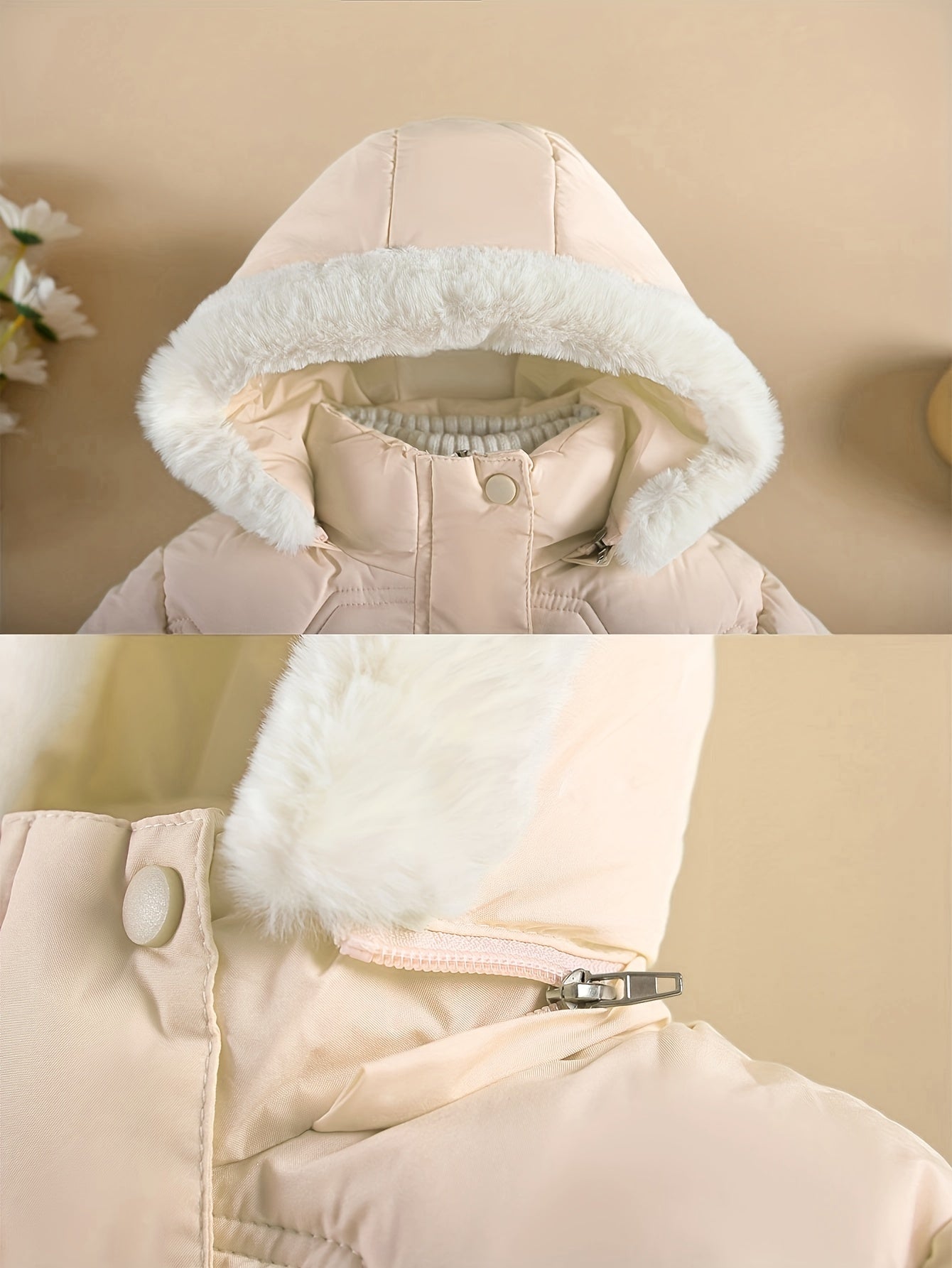 Doudoune à capuche couleur unie avec gant pour filles de 1 ans à 10 ans MAEJORKEN