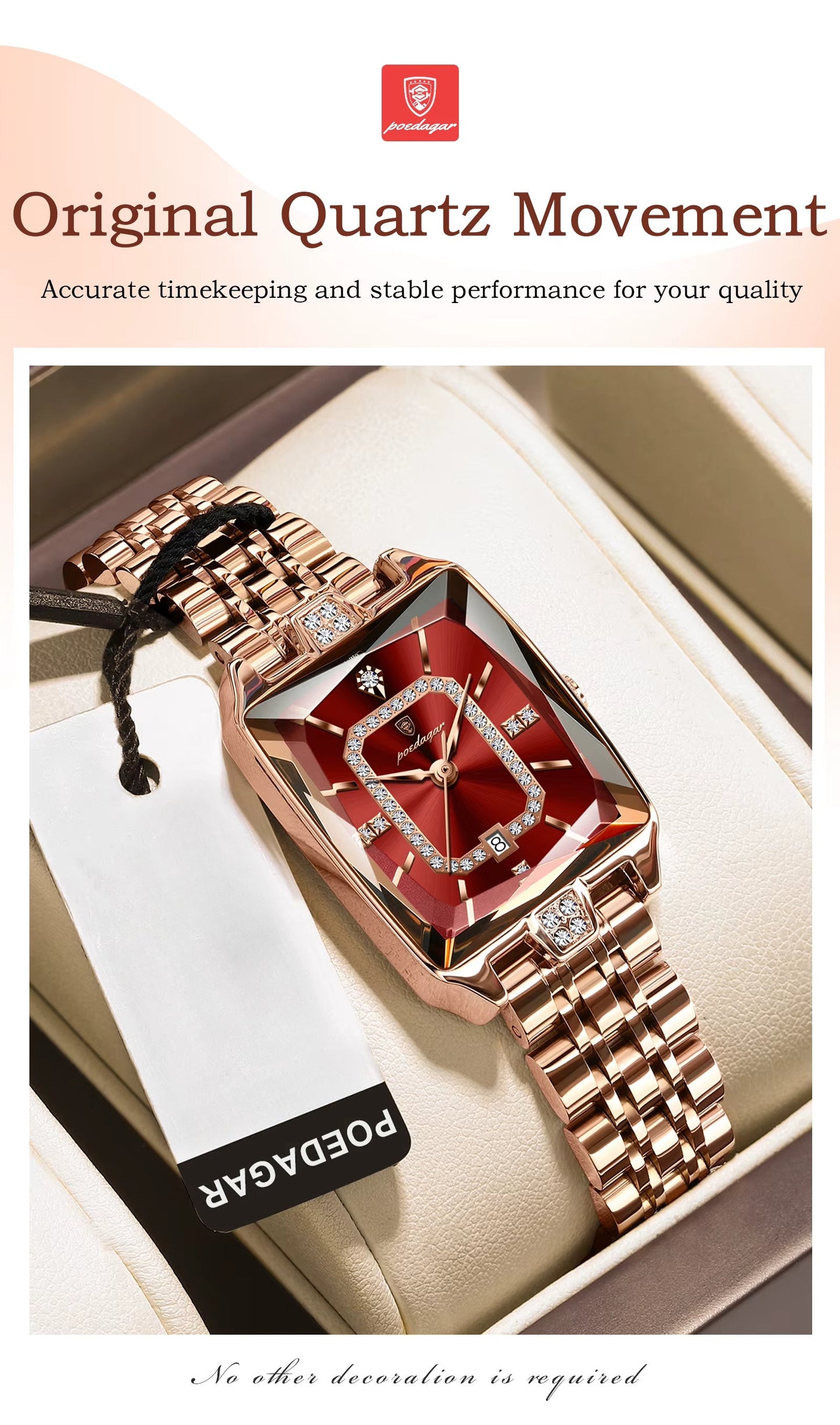 Montre à quartz élégante en acier inoxydable avec cadran lumineux ( coffret non inclus ) MAEJORKEN